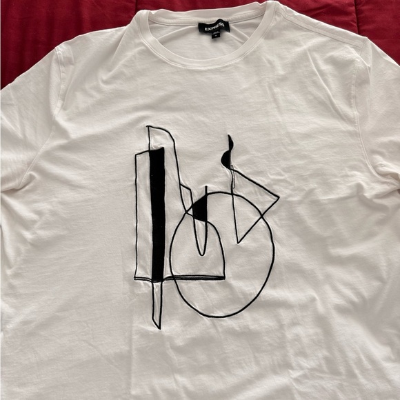 White Graphic T-Shirt by EXPRESS - Picture 1 of 4